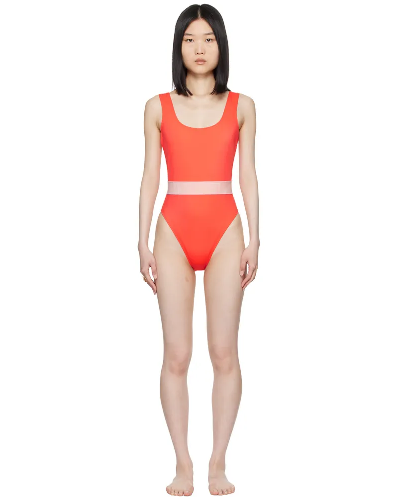 Versace Orange Greca Border One-Piece Swimsuit 2rb10-cor+drose-ivry