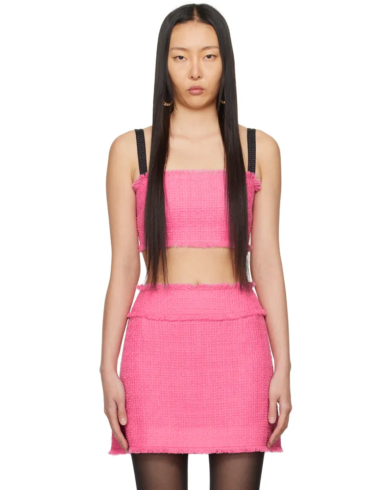 Dolce & Gabbana Pink Fringed Tank Top F0758