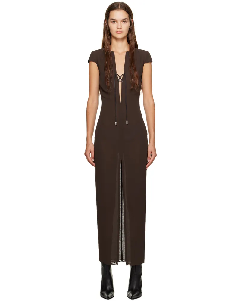 16ARLINGTON Brown Seer Maxi Dress Bitter