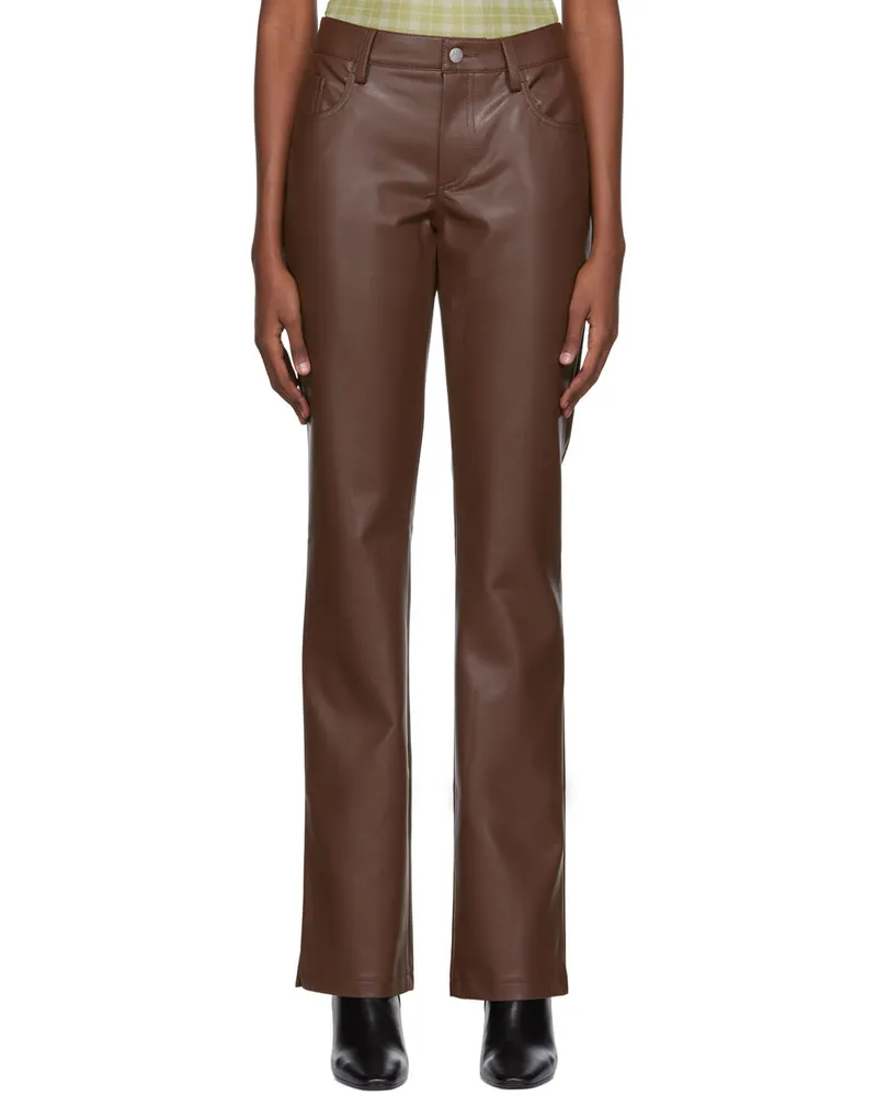 MISBHV Brown Vegan Leather Trousers Brown