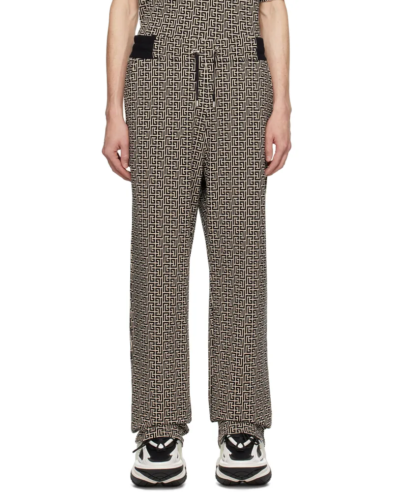 Balmain Off-White & Black Casual Monogram Sweatpants Gfe
