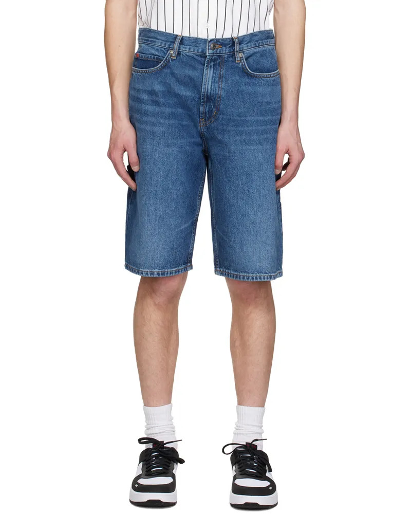 HUGO BOSS Blue Faded Denim Shorts Bright