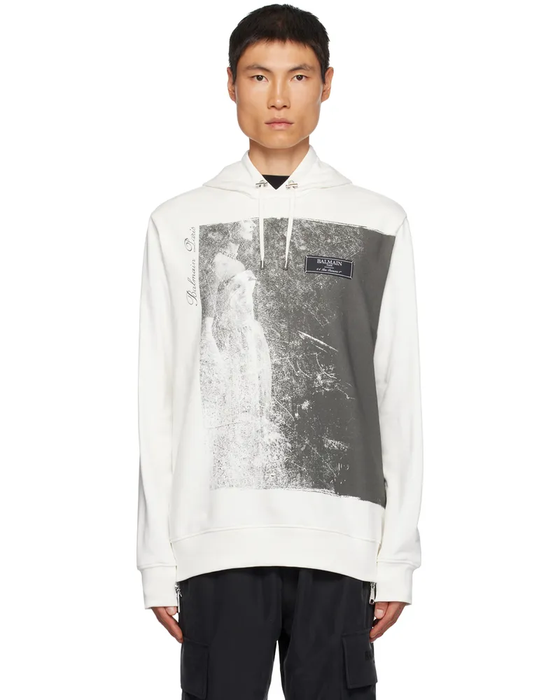 Balmain White Jolie Madame Hoodie Gpd