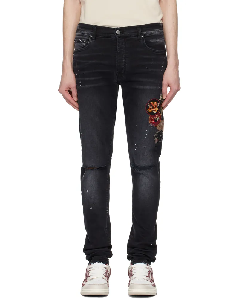 Amiri Black Vintage Patch Skinny Jeans Aged