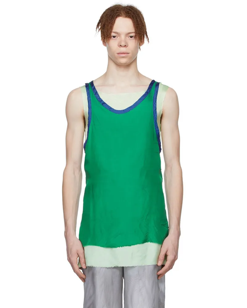 Edward Cuming Green Viscose Tank Top Green