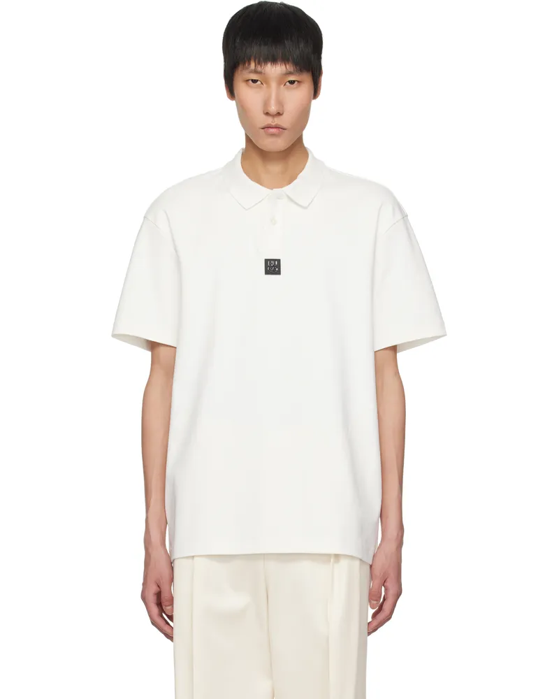 HUGO BOSS White Stacked Logo Interlock-Cotton Polo 102-natural
