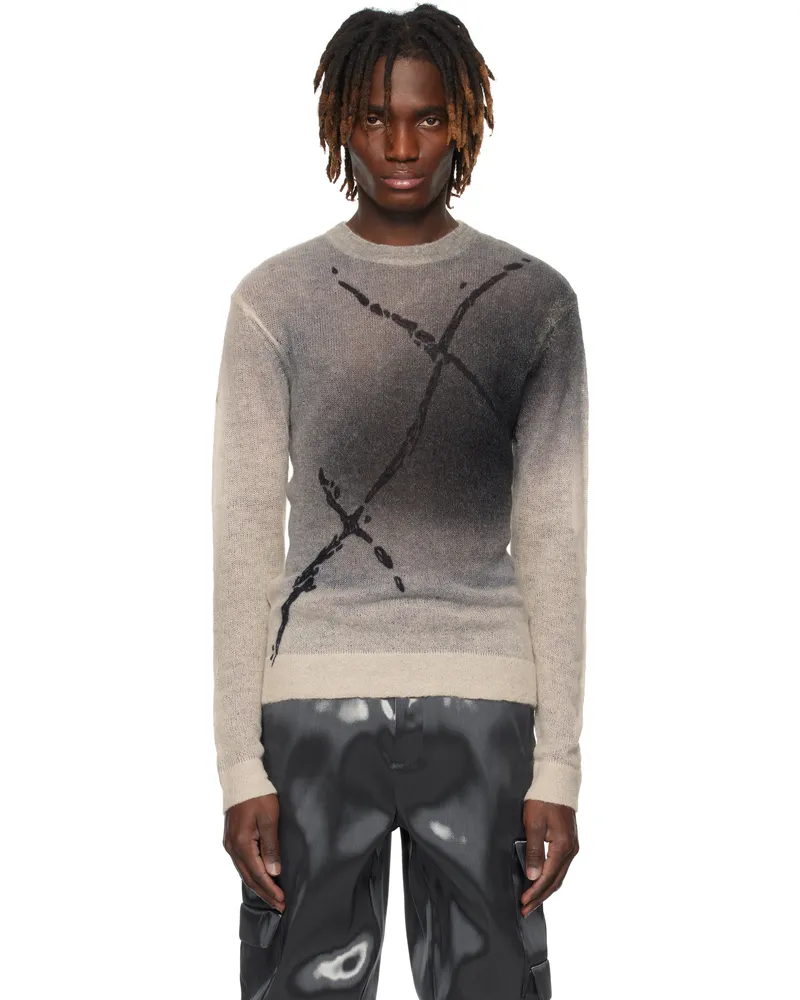 Heliot Emil Gray & Off-White Fluxus Sweater Stone