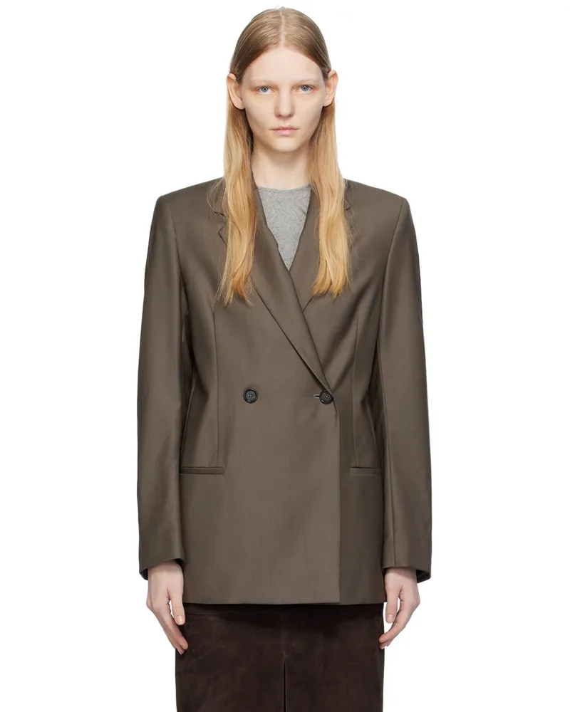 Totême Gray Double-Breasted Blazer 012