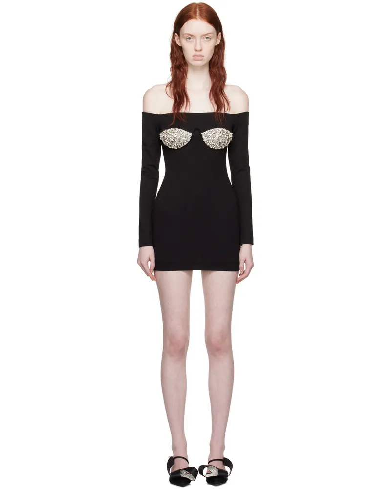 Area Black Draped Minidress Black
