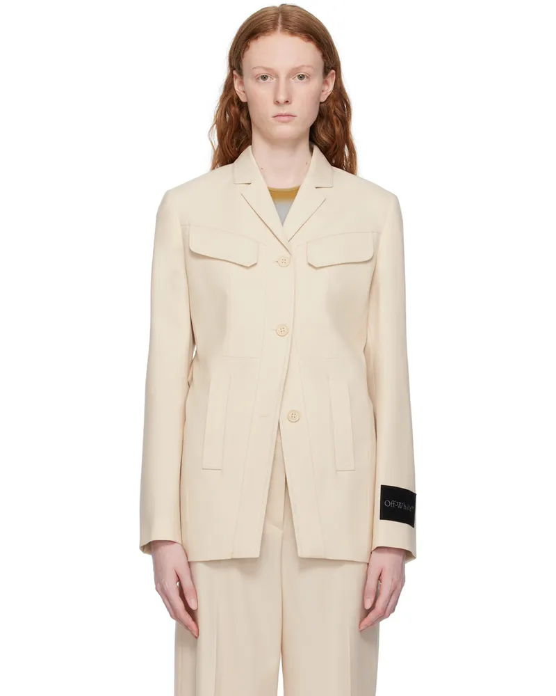 OFF-WHITE Beige Notched Blazer Sand