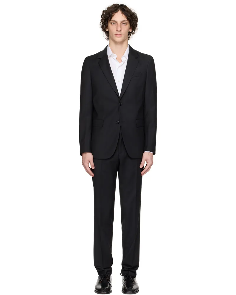 HUGO BOSS Black Slim-Fit Micro-Pattern Virgin Wool Suit 001-black