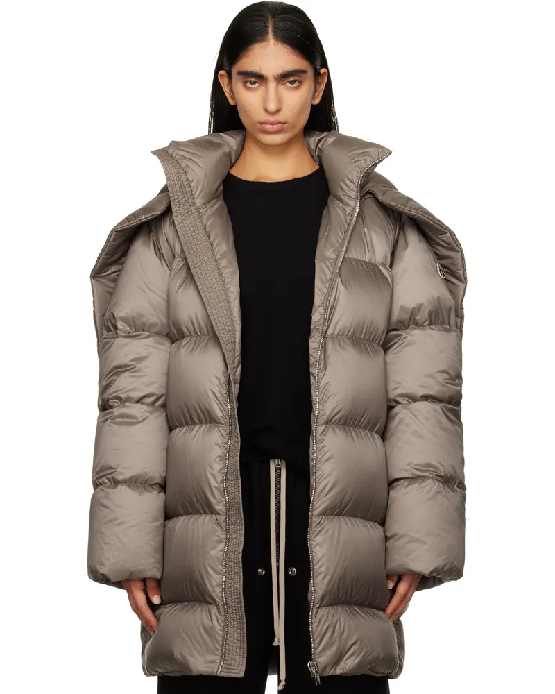 Rick Owens Moncler + Rick Owens Gray Hooded Cyclopic Down Jacket 25u