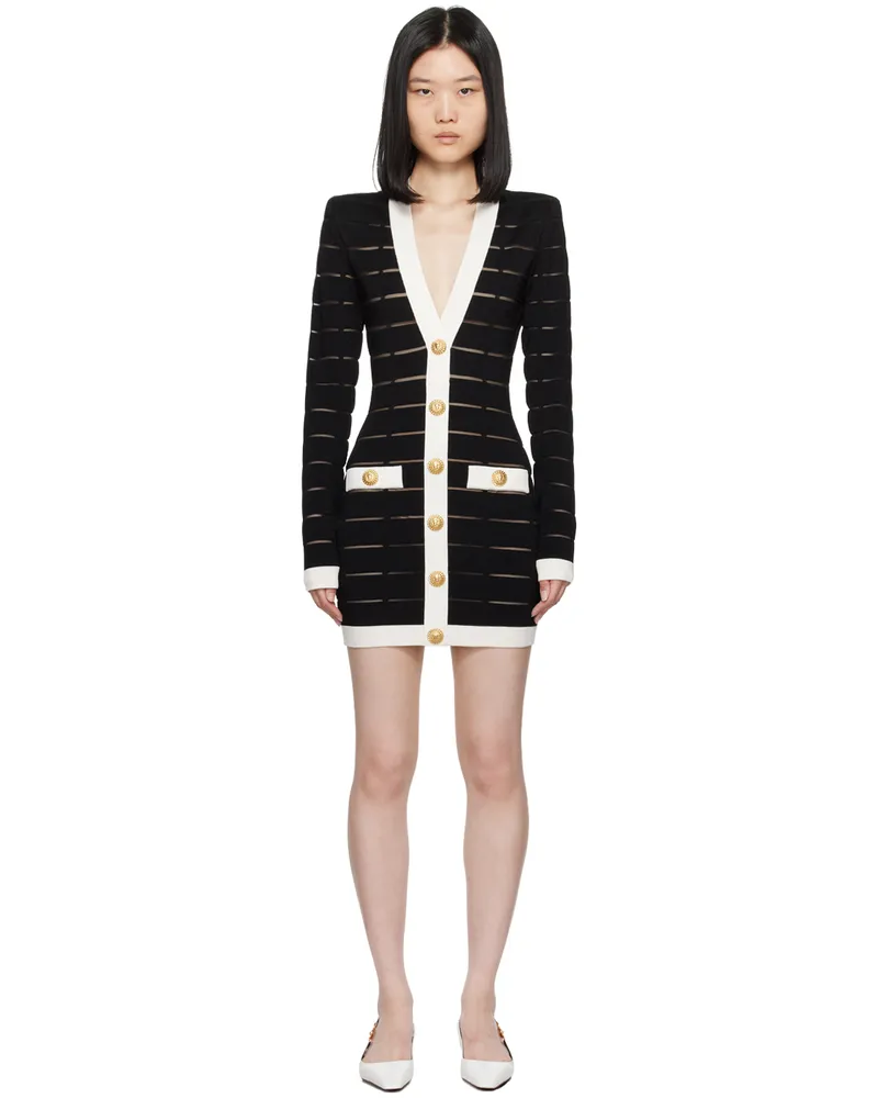 Balmain Black Two-Tone Minidress Eab
