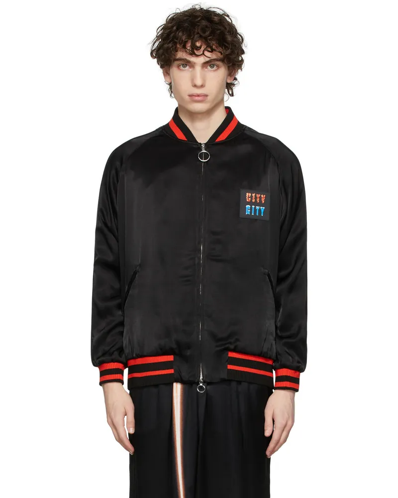Paco Rabanne Black Satin City Bomber Jacket P005