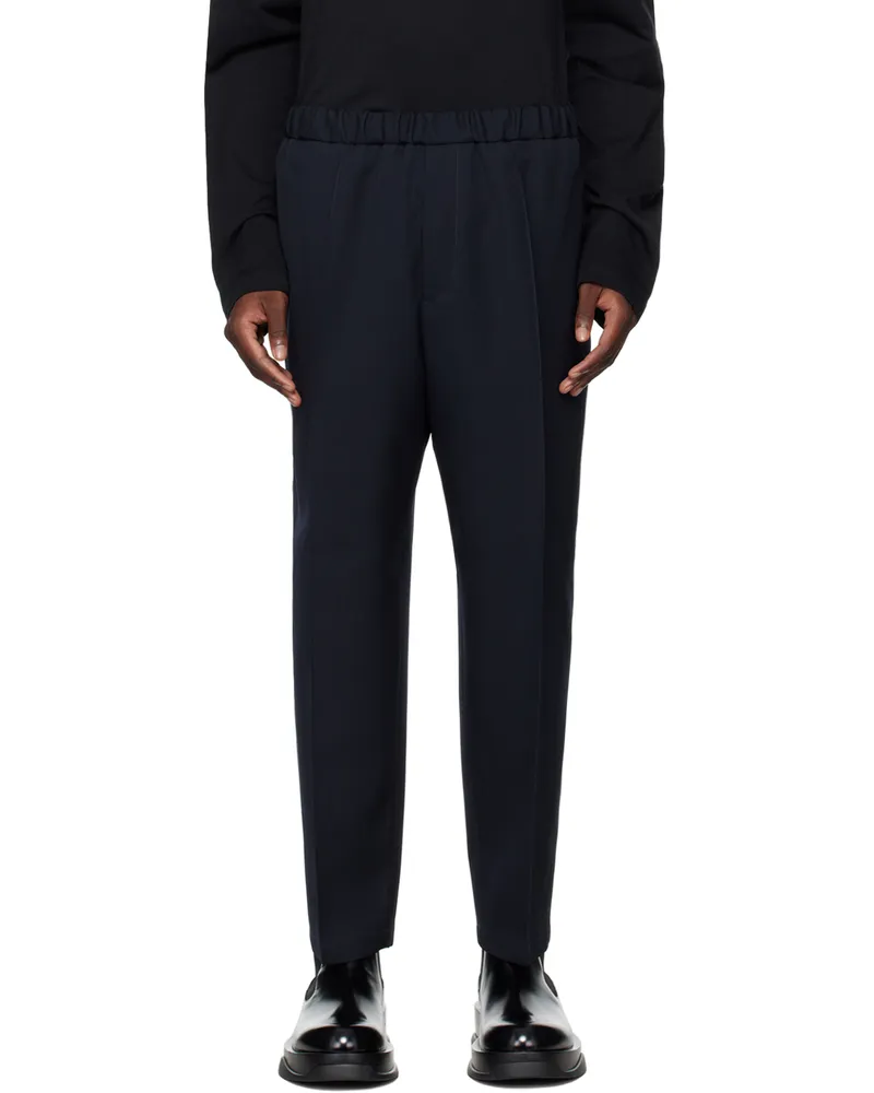 Jil Sander Navy Drawstring Trousers 402