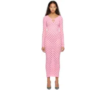 Pink Perforated Midi Dress
