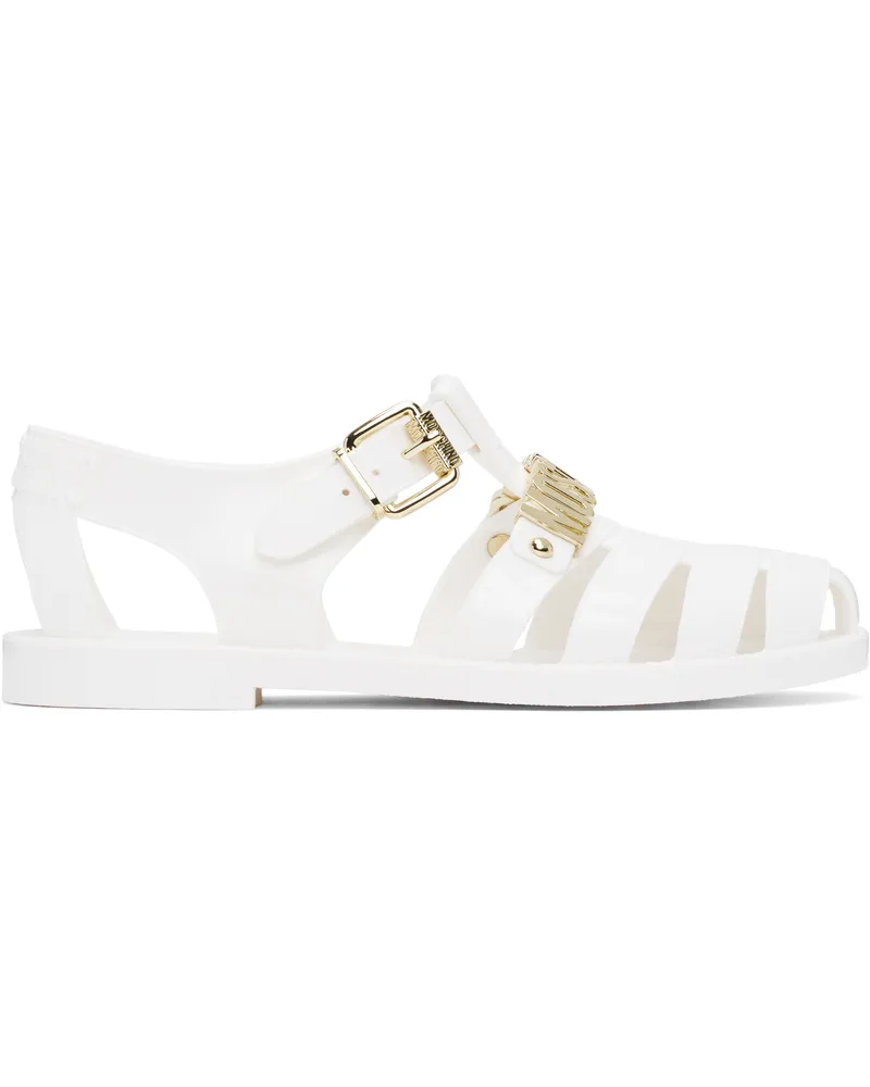 Moschino White Jelly Lettering Logo Sandals 100