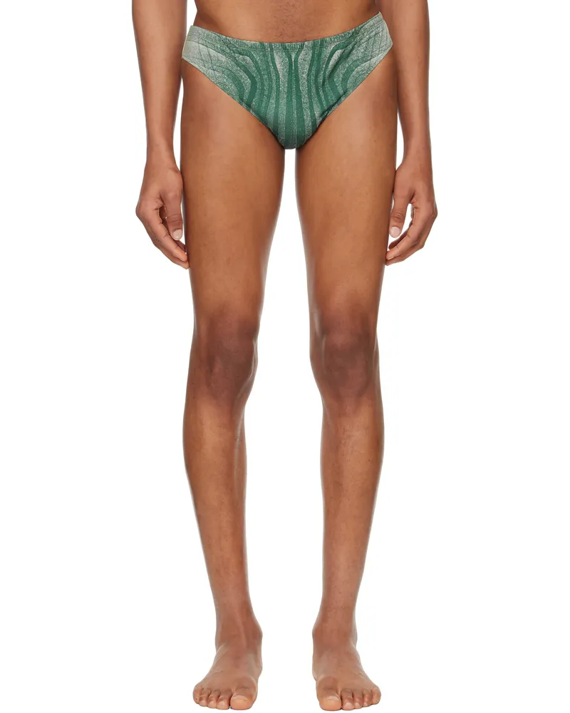 Jean Paul Gaultier Blue 'The Spirale' Swim Briefs 0351-ecru