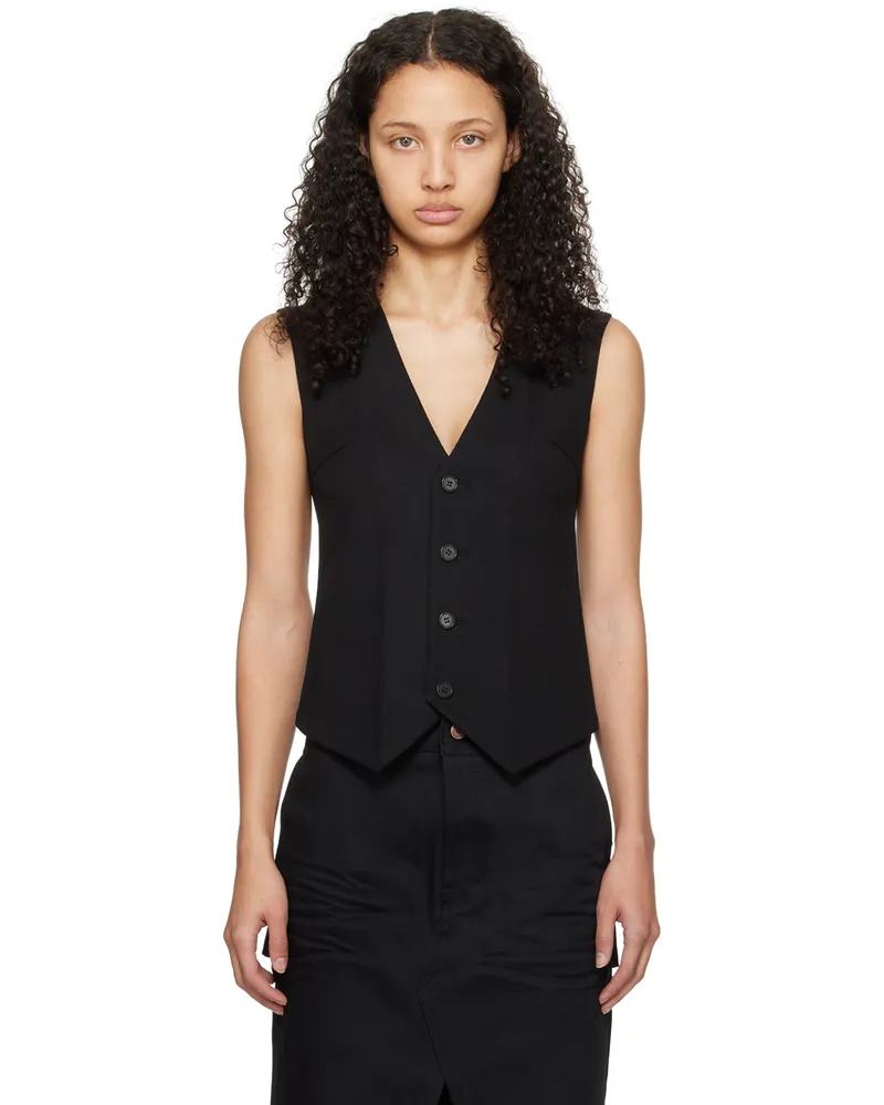 WE 11 DONE Black Single-Breasted Vest Black