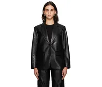 Black Classic Faux-Leather Blazer