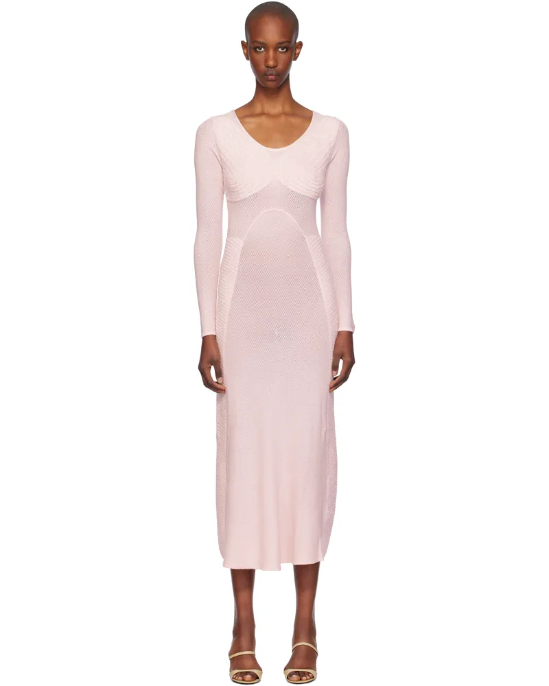 Isa Boulder Pink Sweetheart Long Sleeve Maxi Dress Pink