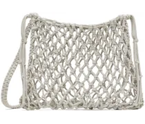 Gray Hand Made Big Crochet Bag