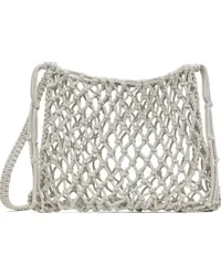 AMOMENTO Gray Hand Made Big Crochet Bag Grey