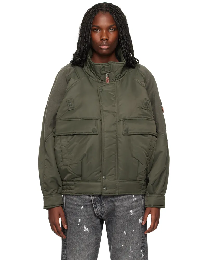 R13 Khaki Ribbed Flight Bomber Jacket R436a