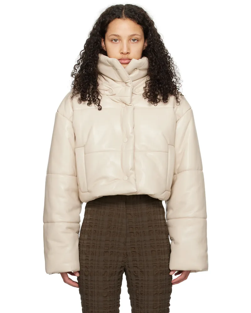 Nanushka Beige Aveline Vegan Leather Jacket Creme