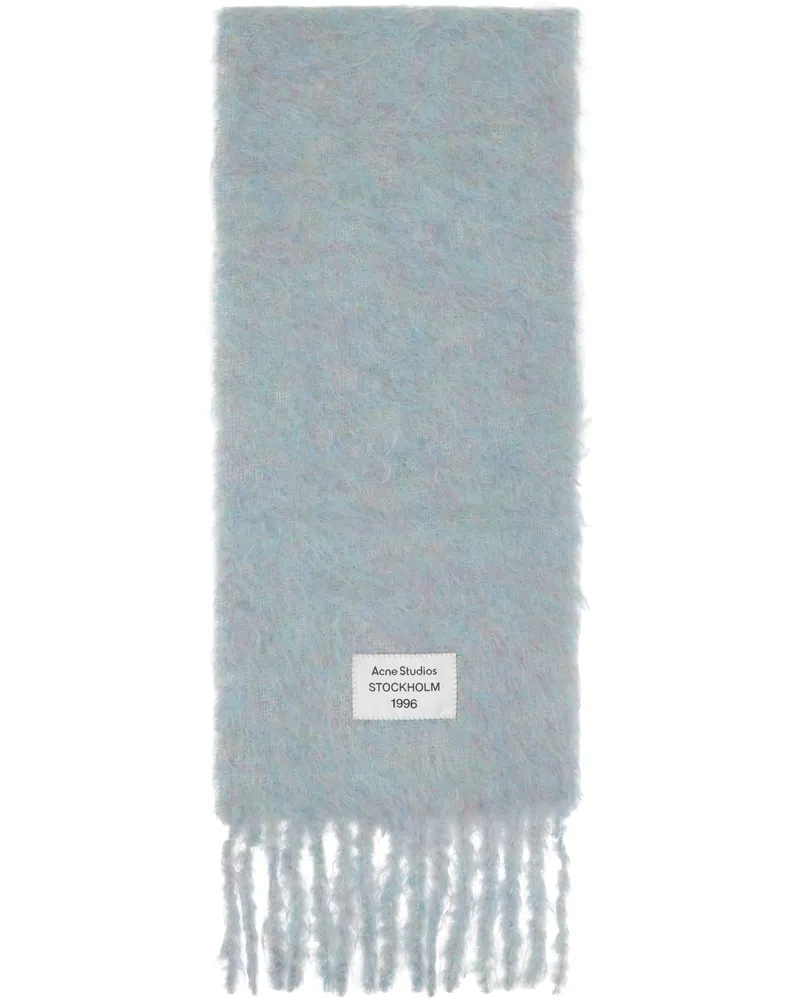 Acne Studios Blue Logo Wool Scarf Du5