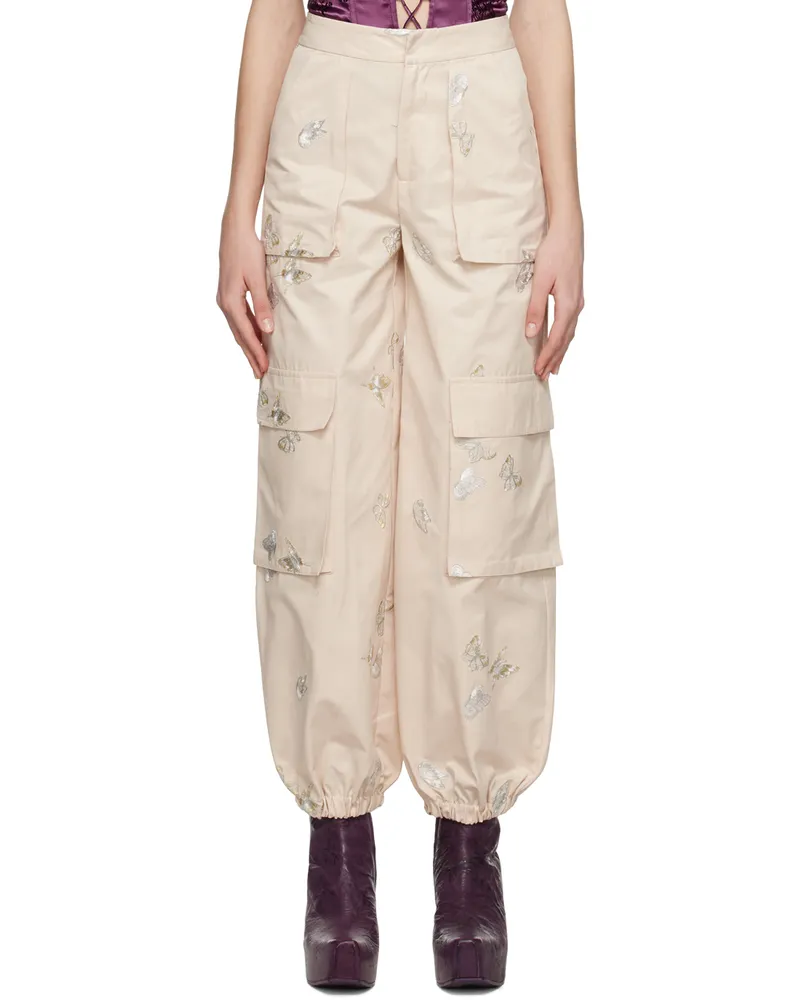 Kim Shui Beige Butterfly Trousers Nude