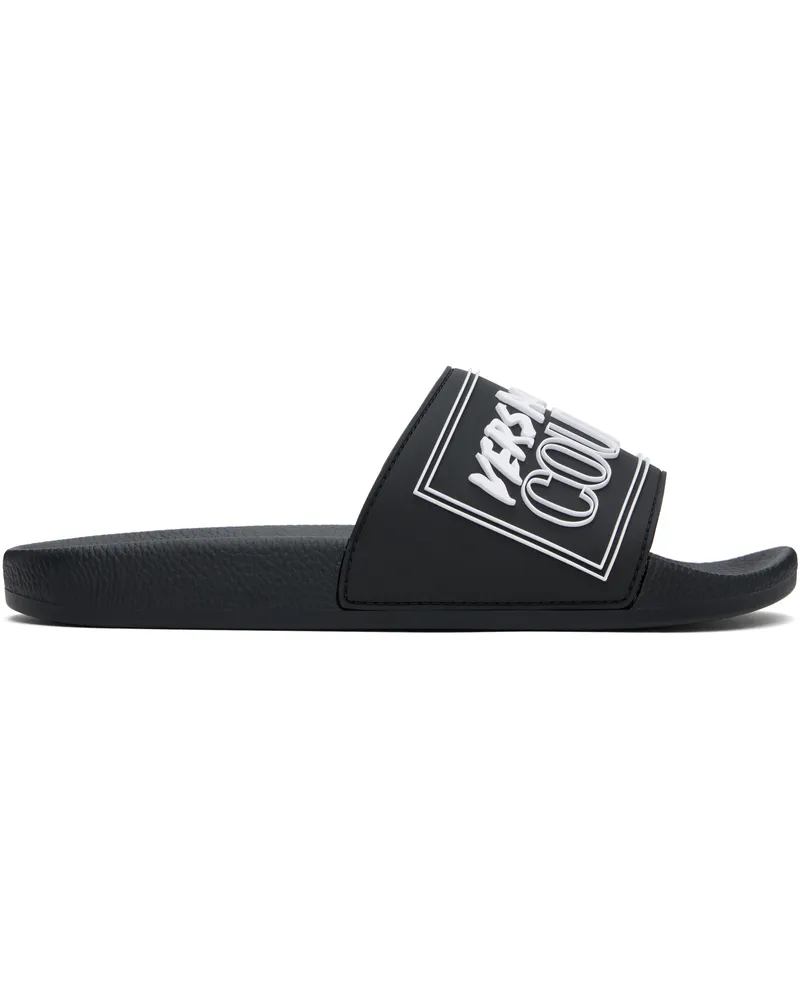 Versace Jeans Black Logo Shelly Pool Slides E899-black