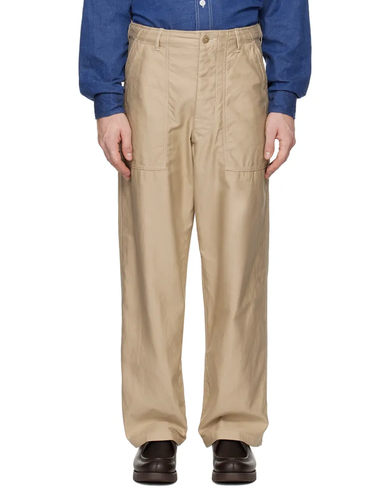 Kaptain Sunshine Beige Baker Trousers Khaki