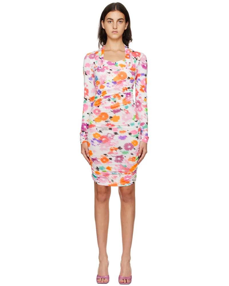 MSGM White Print Minidress 01