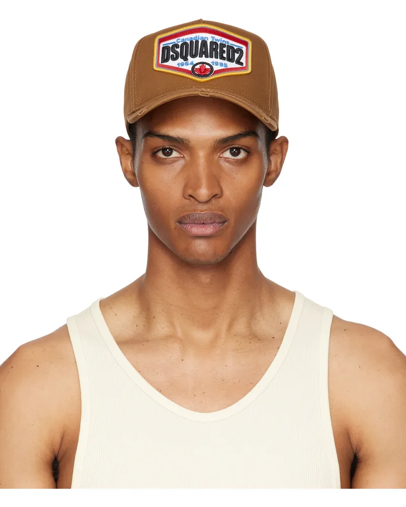 Dsquared2 Brown Logo Patch Baseball Cap Camel