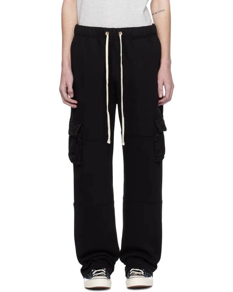 LES TIEN Black Heavyweight Cargo Pants Jet