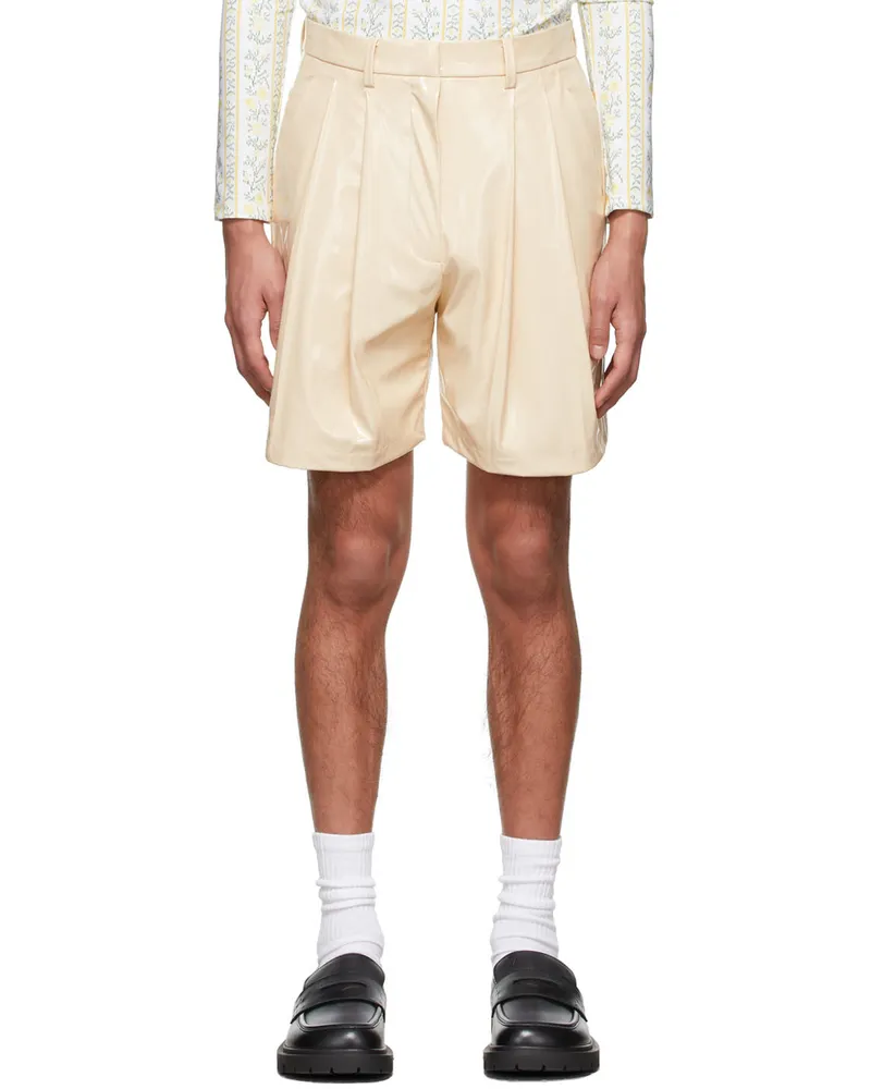Tanner Fletcher Beige Marlo Wet Look Shorts Beige