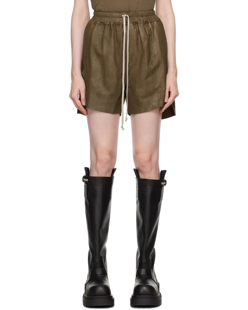 Rick Owens Khaki Porterville Blister Leather Shorts 35