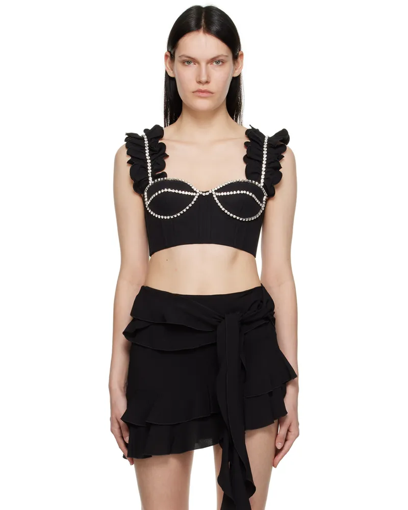 Area Black Ruffle Tank Top Black