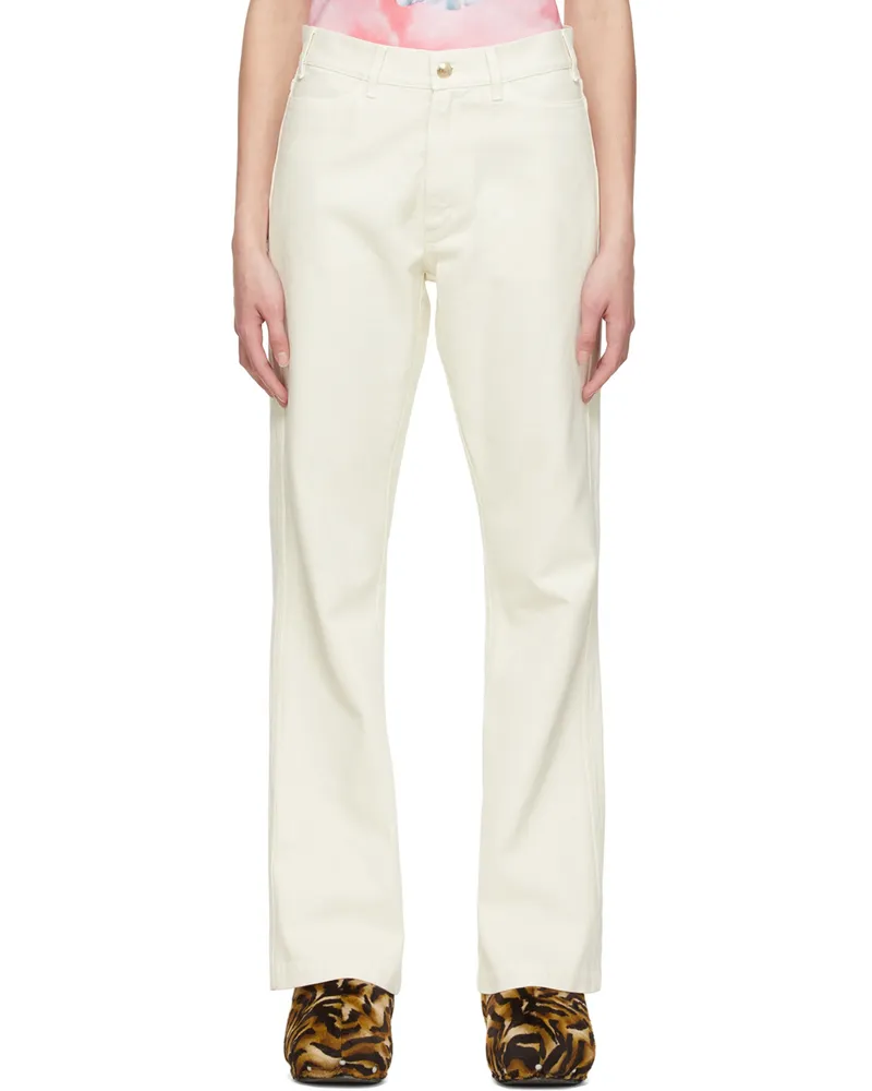 Stockholm (Surfboard) Club Off-White Flared Trousers Ecru