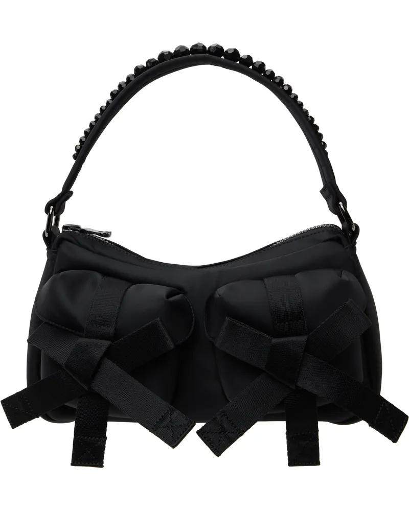Simone Rocha Black Beaded Utility Bow Pochette Bag Black