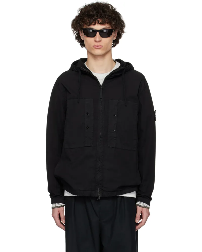 Stone Island Black Supima Cotton Twill Stretch-TC Jacket V0029