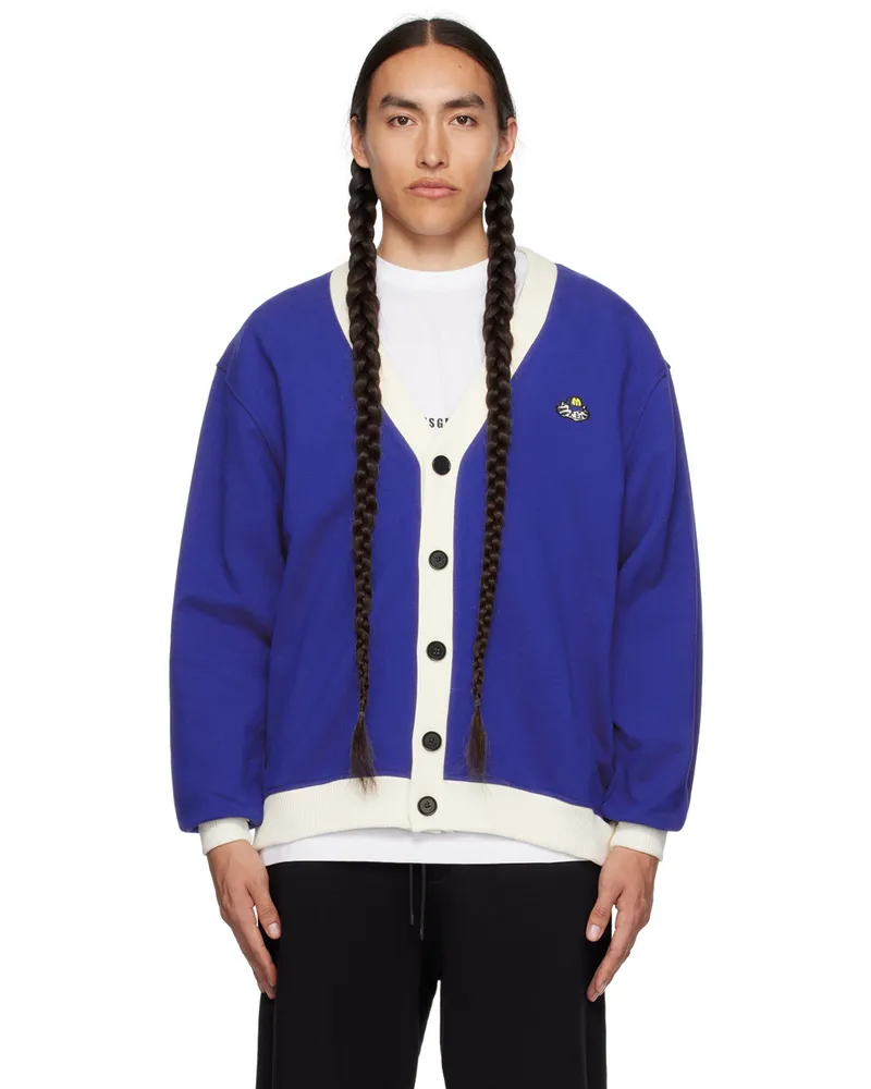 MSGM Blue Felted Cardigan Blue