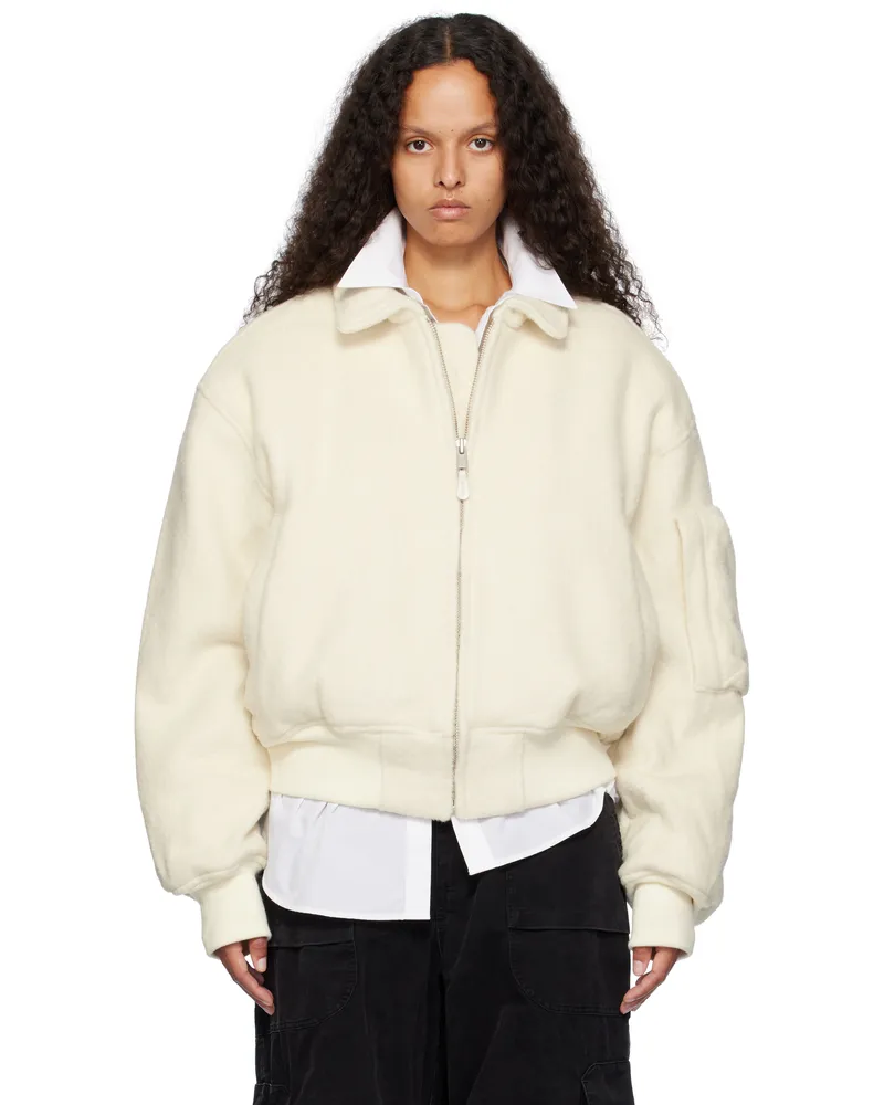 Entire Studios Off-White Duke Bomber Jacket Pumice