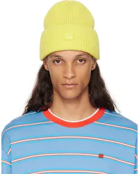 Acne Studios Yellow Small Face Logo Beanie Dodusty