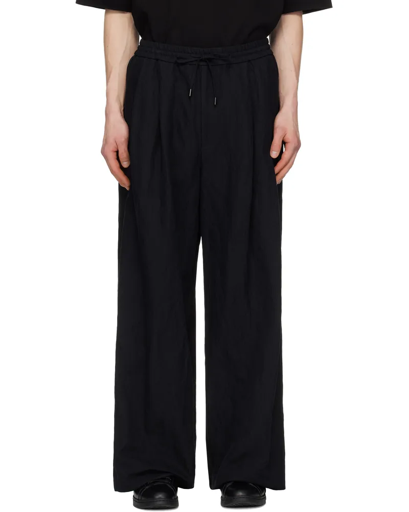 JUUN.J Black Cotton-Linen Blended Trousers Black