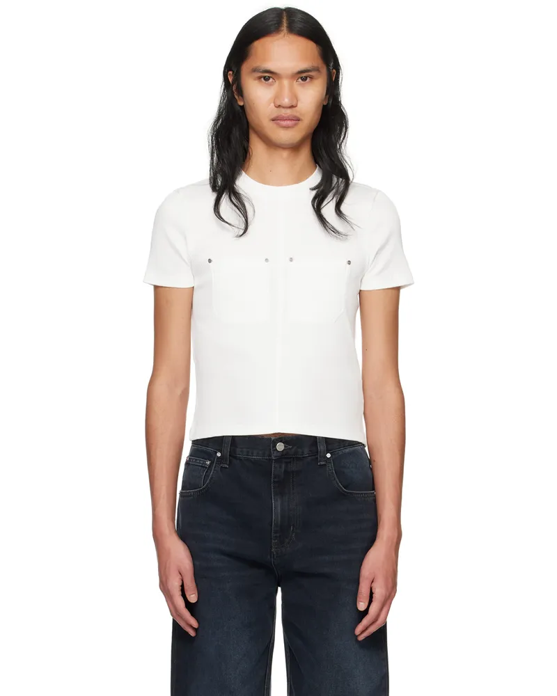 Dion Lee White Shrunken Rivet T-Shirt Ivory