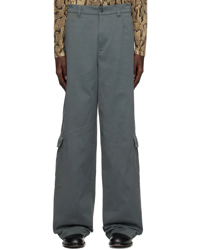 Dries van Noten Gray Loose Cotton Cargo Pants 506