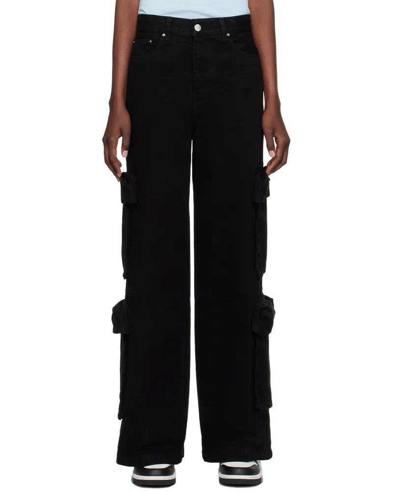 Amiri Black Baggy Cargo Jeans Black