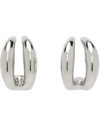 PANCONESI Silver Double Moon Hoop Earrings Silver